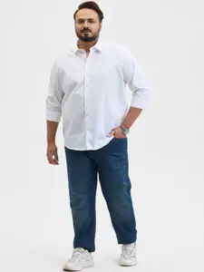 Snitch Men Classic Fit Spread Collar Solid Cotton Casual Shirt