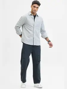 Snitch Men Spread Collar Textured Casual Shirt