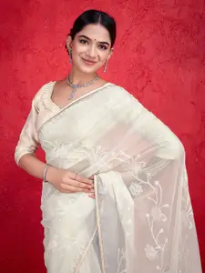 Mitera Embellished Sequinned Organza Saree