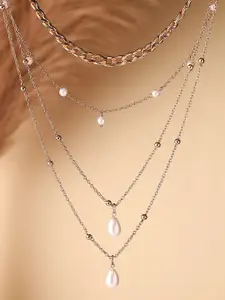 Priyaasi Silver-Plated Pearls Studded Necklace