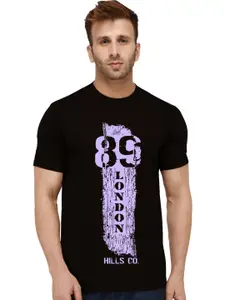 London Hills Men Typography Printed Round Neck Cotton Slim Fit T-shirt
