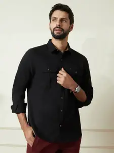 WROGN Men Comfort Slim Fit Spread Collar Solid Cotton Casual Shirt