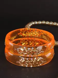 LAVAZZA Set Of 2 Cubic Zirconia & Crystal Studded Glass Bangles