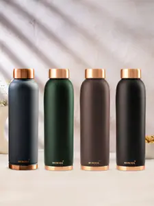 BOROSIL Green & Brown 4 Pieces Copper Solid Water Bottle 1L Each