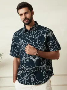 WROGN Men Comfort Relaxed Fit Spread Collar Floral Printed Cotton Casual Shirt