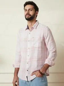 WROGN Men Comfort Slim Fit Spread Collar Tartan Checked Cotton Casual Shirt