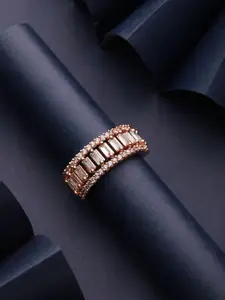 Priyaasi Rose Gold-Plated Artificial Stone Studded Finger Ring