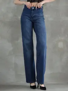 Trendyol Women Pure Cotton Straight Fit High-Rise Light Fade Jeans