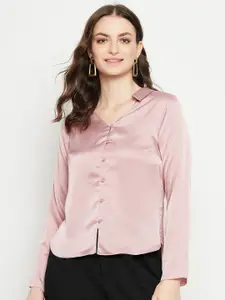 Madame Women Spread Collar Solid Casual Shirt