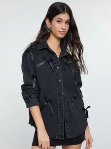 Trendyol Women Relaxed Fit Spread Collar Solid Cotton Casual Shirt