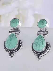 Priyaasi Silver Plated Artificials Stones Contemporary Oxidized Marble Drop Earrings