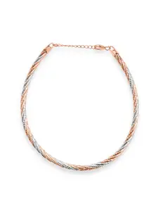 925 SILLER 925 Sterling Silver Rhodium-Plated Anklet