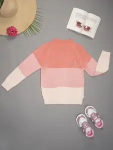 Purple United Kids Girls Colourblocked Pullover Sweater