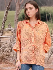 RARE Women Spread Collar Ethnic Motifs Printed Casual Shirt