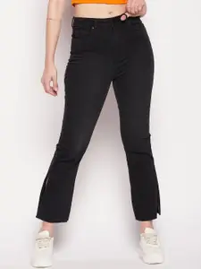 Madame Women Flared Mid-Rise Slash Knee Jeans