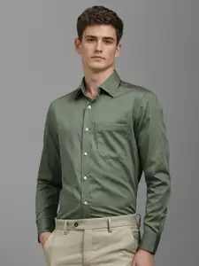 Louis Philippe Men Classic Slim Fit Spread Collar Solid Cotton Formal Shirt