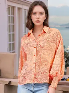 RARE Women Spread Collar Ethnic Motifs Printed Casual Shirt