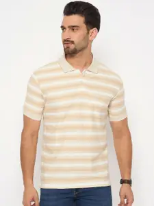 Duke Men Striped Polo Collar Cotton T-shirt