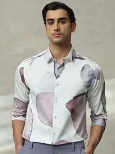 Mufti Men Slim Fit Spread Collar Abstract Printed Cotton Casual Shirt