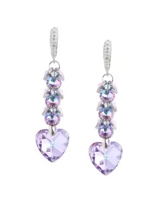 Priyaasi Silver Plated Crystal Contemporary Drop Earrings