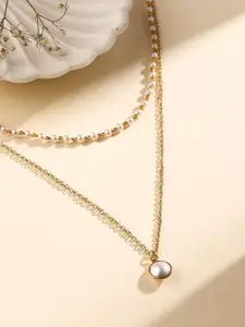 Priyaasi Gold-Plated Pearls Beaded Layered Necklace