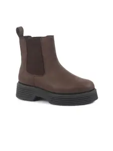 FAUSTO Women Casual Block-Heeled Chelsea Boots