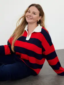 Trendyol Women Plus Size Striped Pullover Sweaters