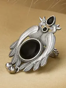 Priyaasi Silver-Plated Stone Studded Finger Ring