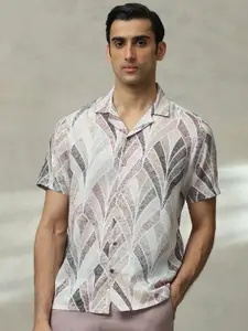 Mufti Men Cuban Collar Abstract Printed Casual Shirt
