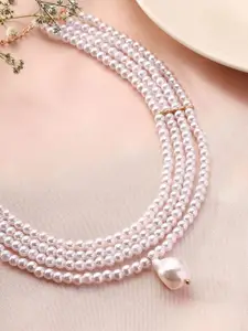 Priyaasi Gold-Plated Pearls Beaded Contemporary Necklace