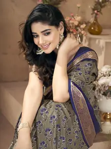 Rekha Maniyar Floral Printed Zari Pure Silk Saree