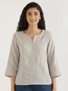 SAADAA Women Everyday Cotton Grey Top for Casual & Office Wear