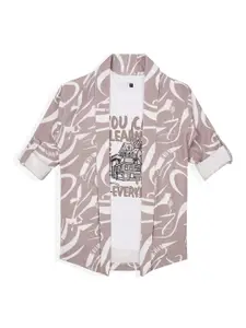 CHARCHIT Boys Typography Printed Cotton T-Shirt With Shrug