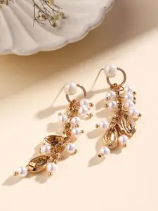 Priyaasi Gold Plated Pearl Contemporary Drop Earrings