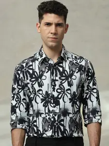 Mufti Men Slim Fit Spread Collar Floral Printed Casual Shirt