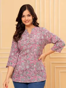 KALINI Women Floral Printed Mandarin Collar Kurti