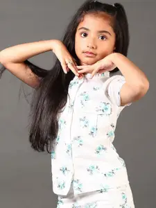 V-Mart Girls Printed Pure Cotton Shirt With Shorts