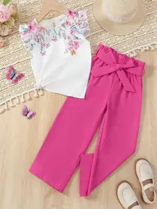 BAESD Girls Printed Round Neck Top With Palazzos