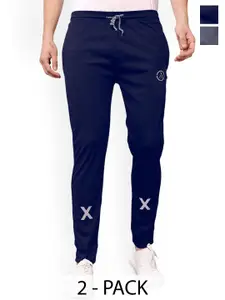 Moda Rapido Men Pack Of 2 Mid Rise Slim Fit Joggers Track Pants