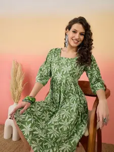 Sangria Women Floral Printed Fit & Flare Knee Length Dress