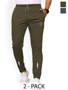 Moda Rapido Men Pack Of 2 Mid Rise Slim Fit Joggers Track Pants