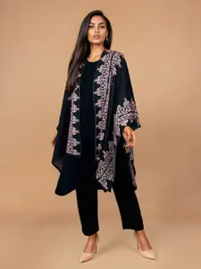 trueBrowns Women Self Design Woollen Jacquard Shrug