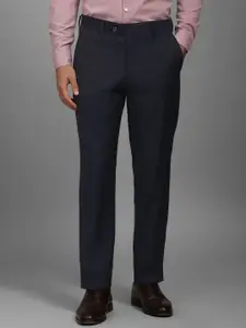 Louis Philippe Men Checked Slim Fit Trousers