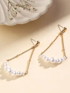 Priyaasi Gold-Plated Pearls Contemporary Drop Earrings