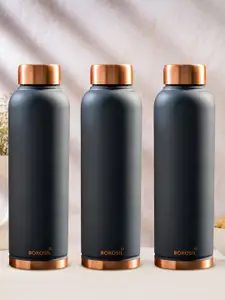 BOROSIL Grey & Gold-Toned 3 Pieces Copper Water Bottle 1L Each