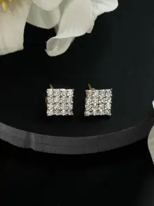 Priyaasi Gold-Plated Crystals Studded Contemporary Studs Earrings