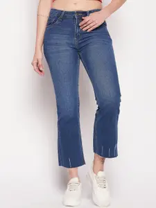 Madame Women Flared Fit Low Distress Light Fade Jeans