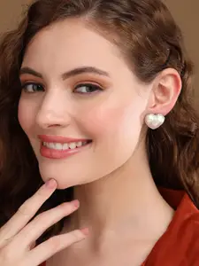 Priyaasi Gold Plated Stone Studded Heart Shaped Studs