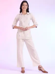 AURELIA Floral Embroidered Tunic With Trouser