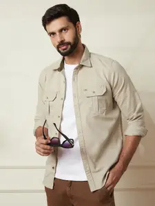 WROGN Men Comfort Fit Spread Collar Solid Cotton Casual Shirt